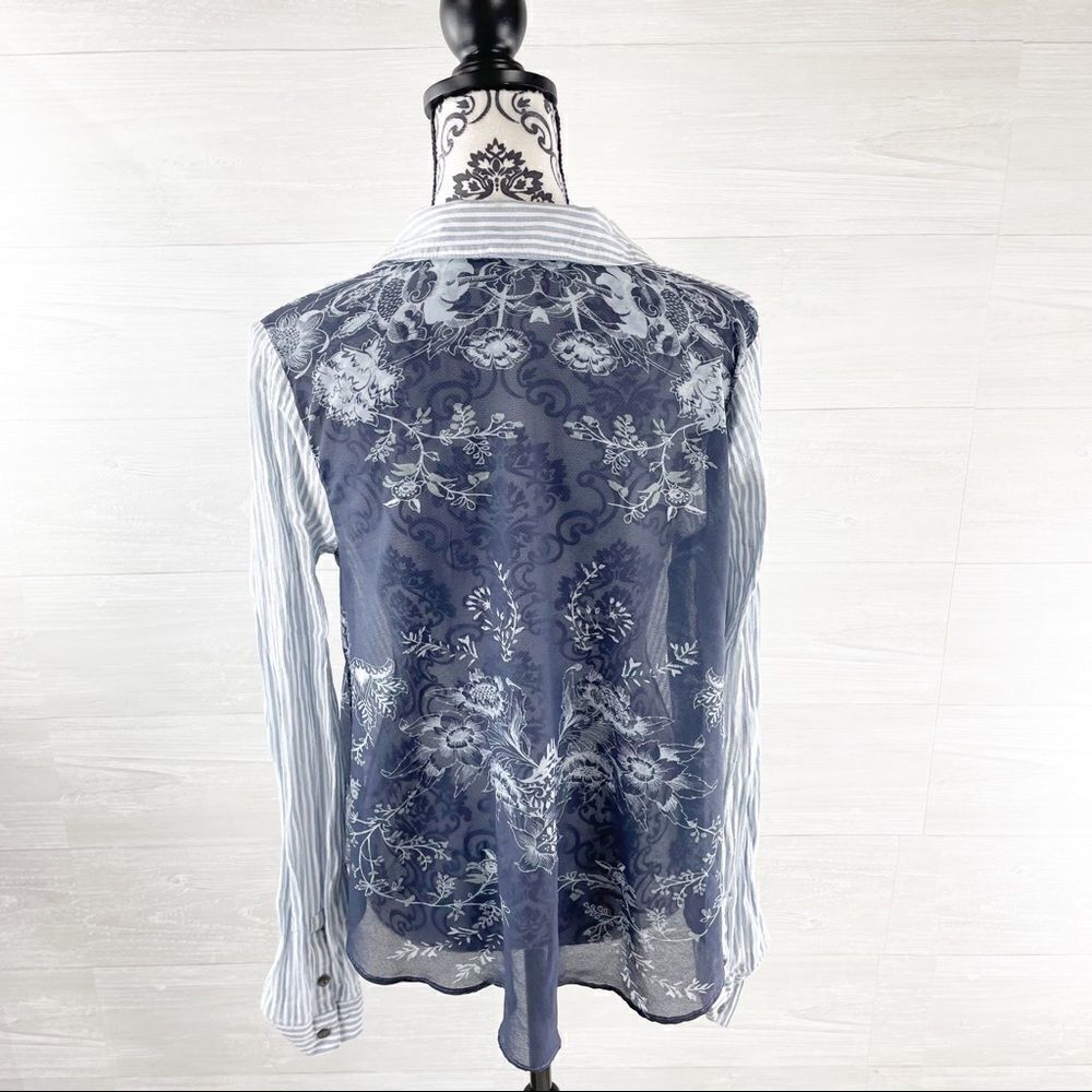Free People Striped Multiprint Button Down Top - Picture 6 of 9